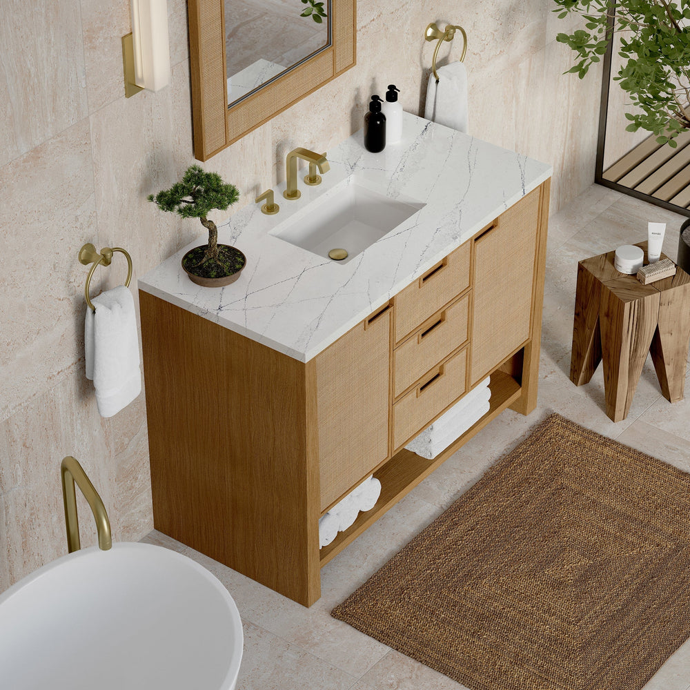 
                  
                    Solene 48" Single Vanity in Seaside Oak Single Bathroom Vanity James Martin Vanities Ethereal Noctis Silestone 
                  
                