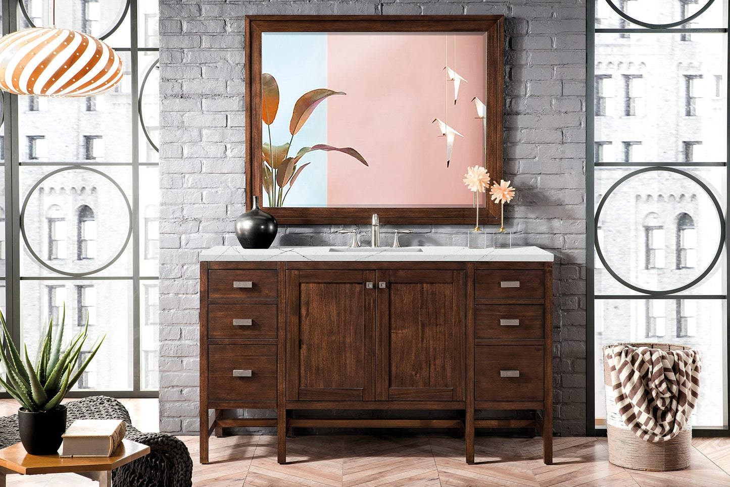 
                  
                    Addison 60" Single Vanity Cabinet Single Bathroom Vanity James Martin Vanities Mid-Century Acacia Ethereal Noctis Quartz 
                  
                