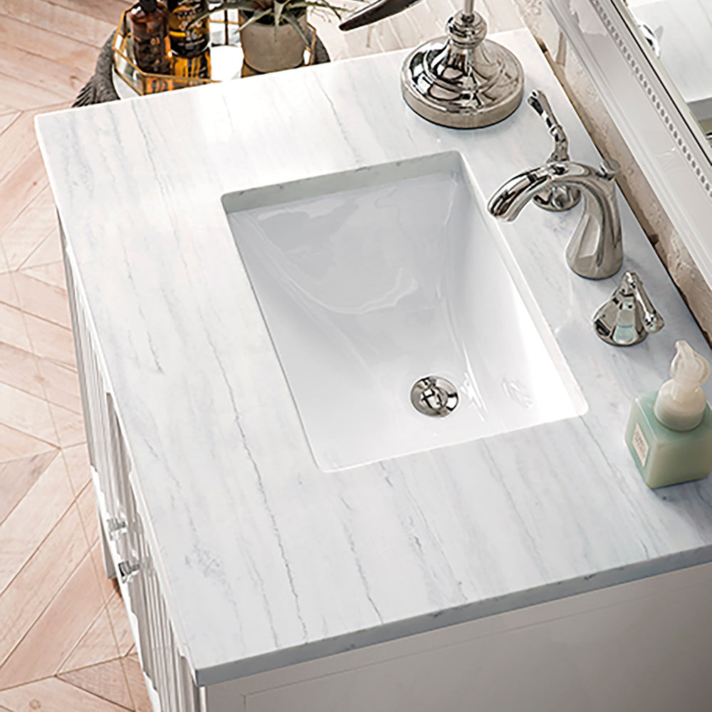 
                  
                    Athens 30" Single Vanity Cabinet, Glossy White Single Bathroom Vanity James Martin Vanities Arctic Fall Solid Surface 
                  
                
