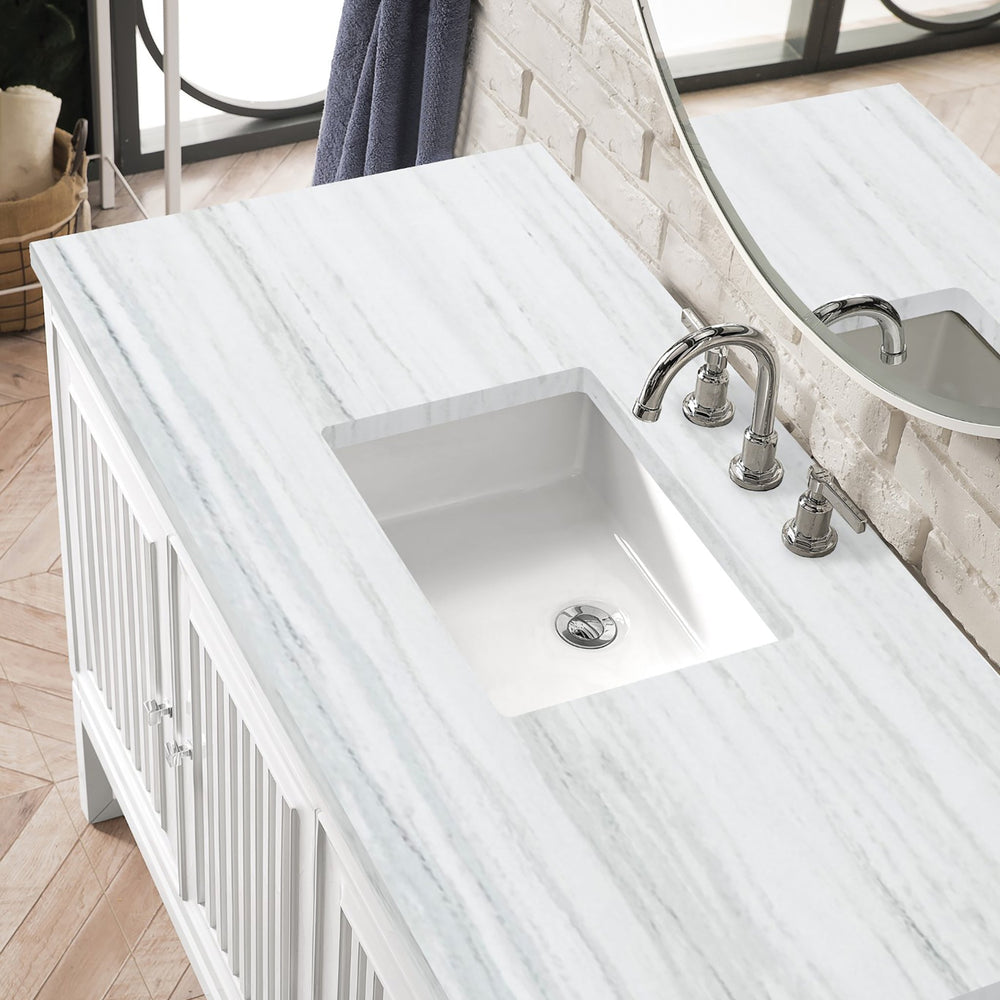 
                  
                    Athens 48" Single Vanity Cabinet, Glossy White Single Bathroom Vanity James Martin Vanities Arctic Fall Solid Surface 
                  
                