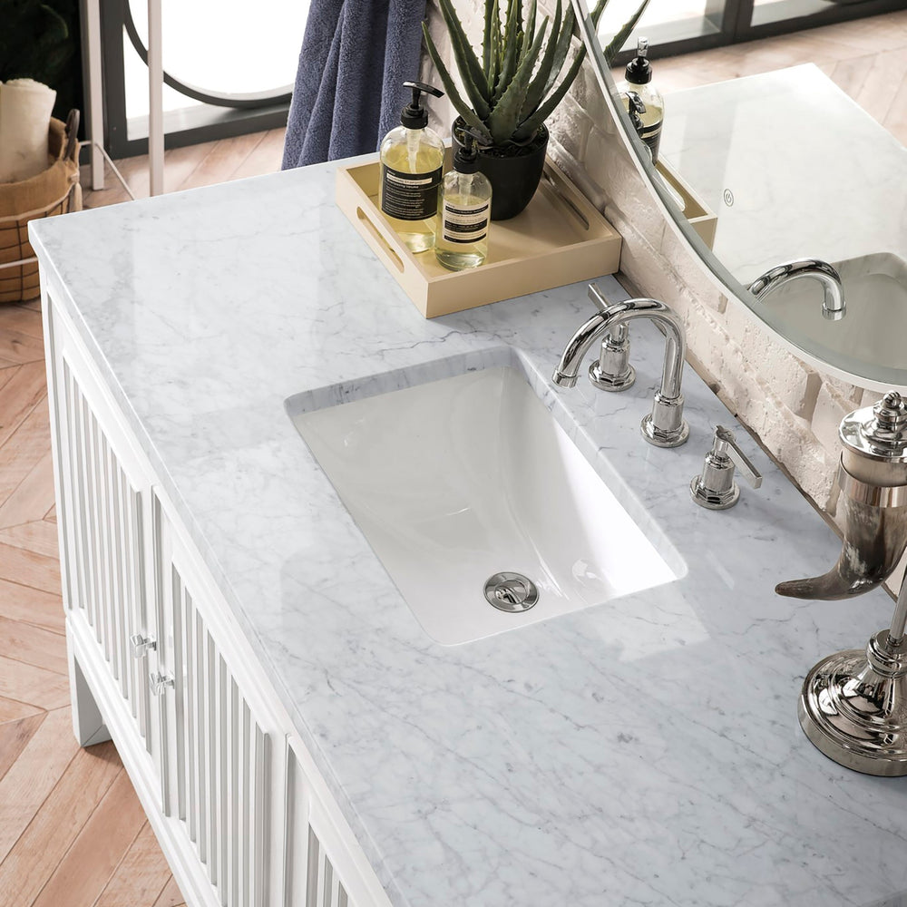 
                  
                    Athens 48" Single Vanity Cabinet, Glossy White Single Bathroom Vanity James Martin Vanities Carrara White Marble 
                  
                