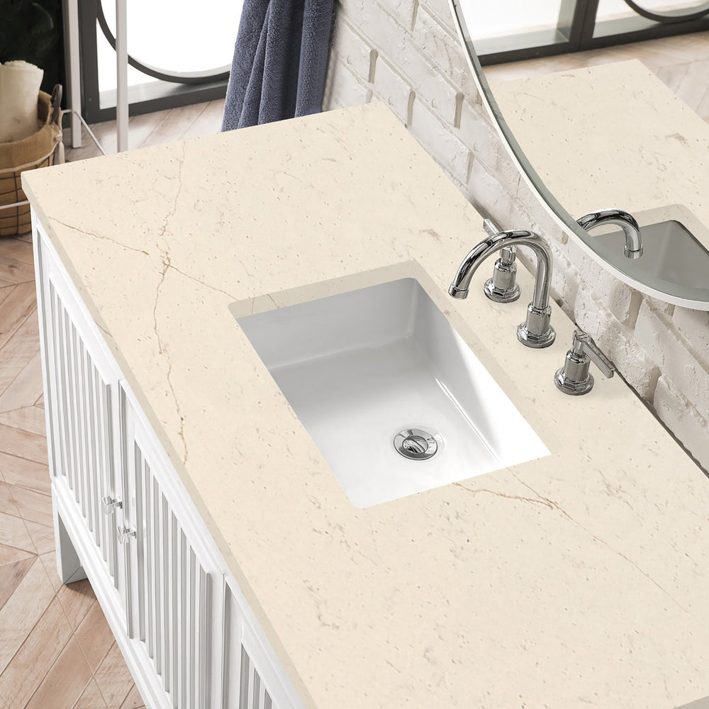 
                  
                    Athens 48" Single Vanity Cabinet, Glossy White Single Bathroom Vanity James Martin Vanities Eternal Marfil Quartz 
                  
                