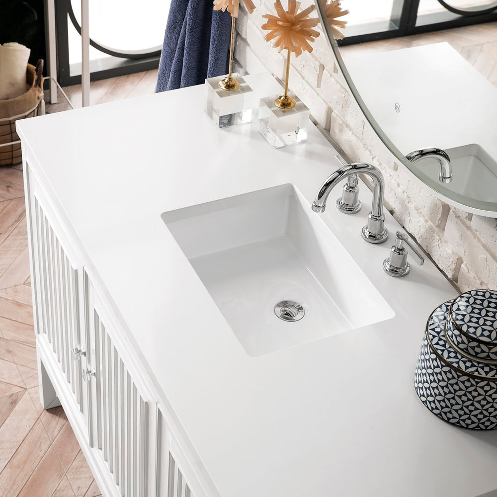 
                  
                    Athens 48" Single Vanity Cabinet, Glossy White Single Bathroom Vanity James Martin Vanities White Zeus Quartz 
                  
                