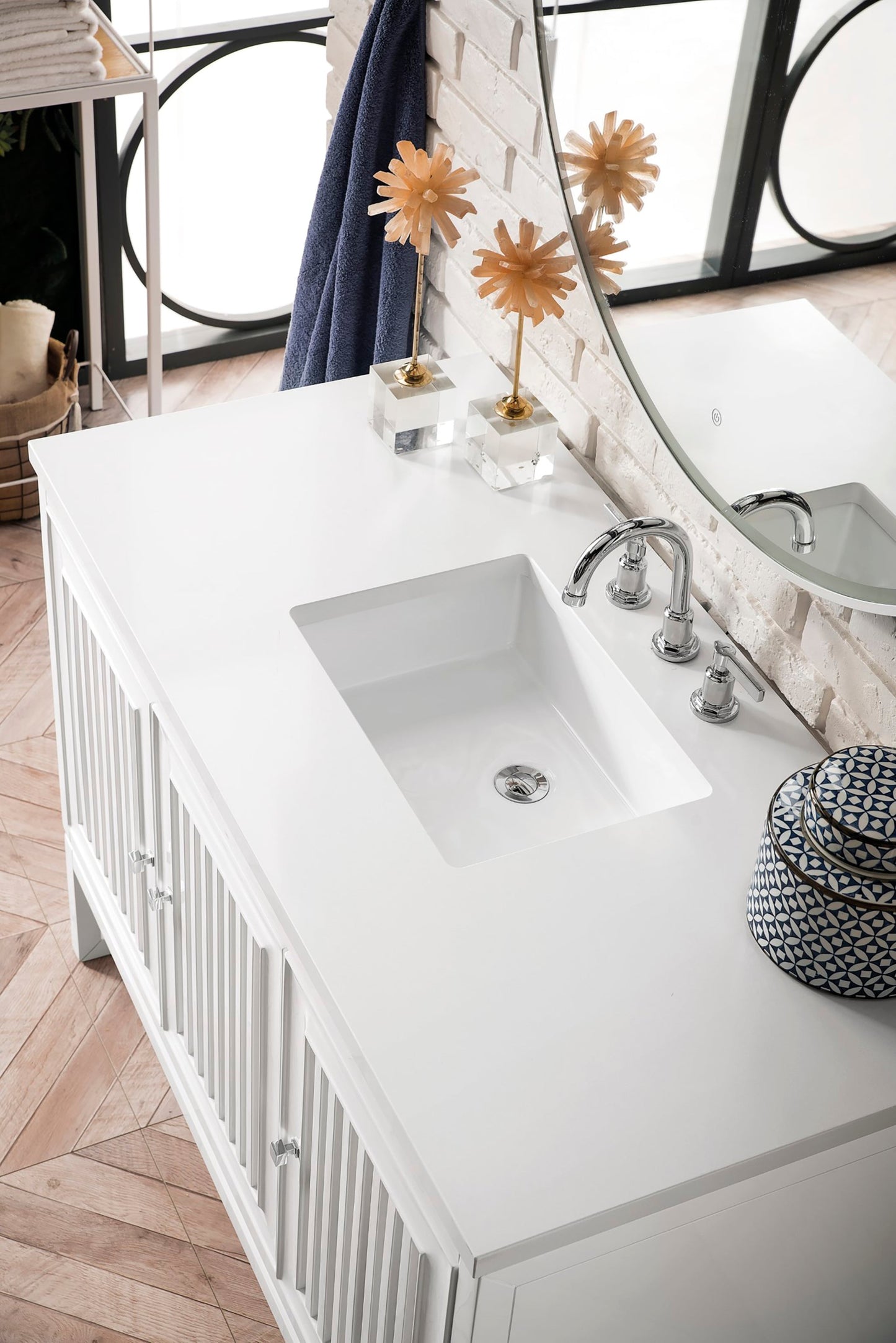
                  
                    Athens 48" Single Vanity Cabinet, Glossy White Single Bathroom Vanity James Martin Vanities White Zeus Quartz 
                  
                