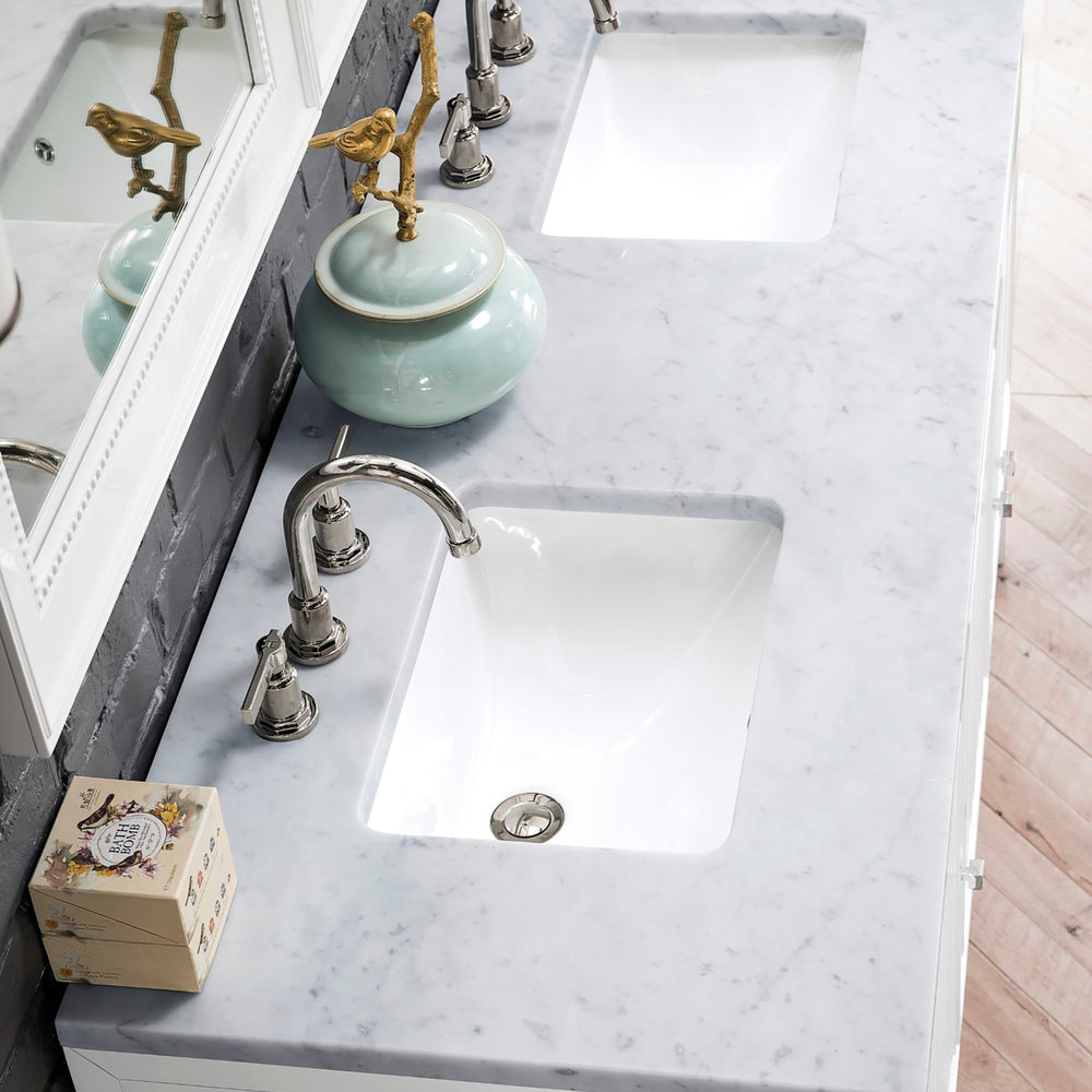 
                  
                    Athens 60" Double Vanity Cabinet, Glossy White Double Bathroom Vanity James Martin Vanities Carrara White Marble 
                  
                