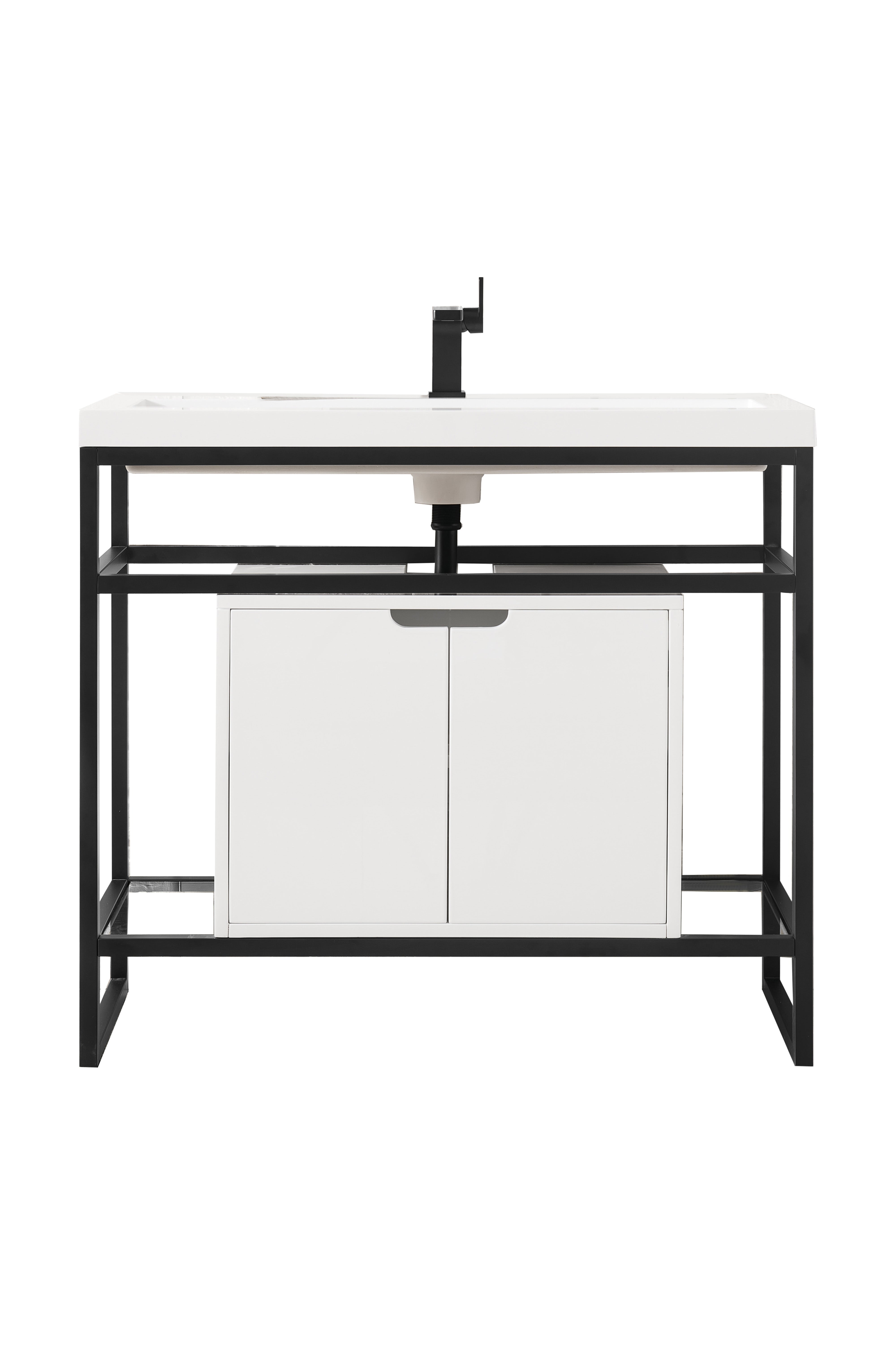 Como 27 Stainless Steel Sink Console Single Bathroom Vanity, Matte Bl