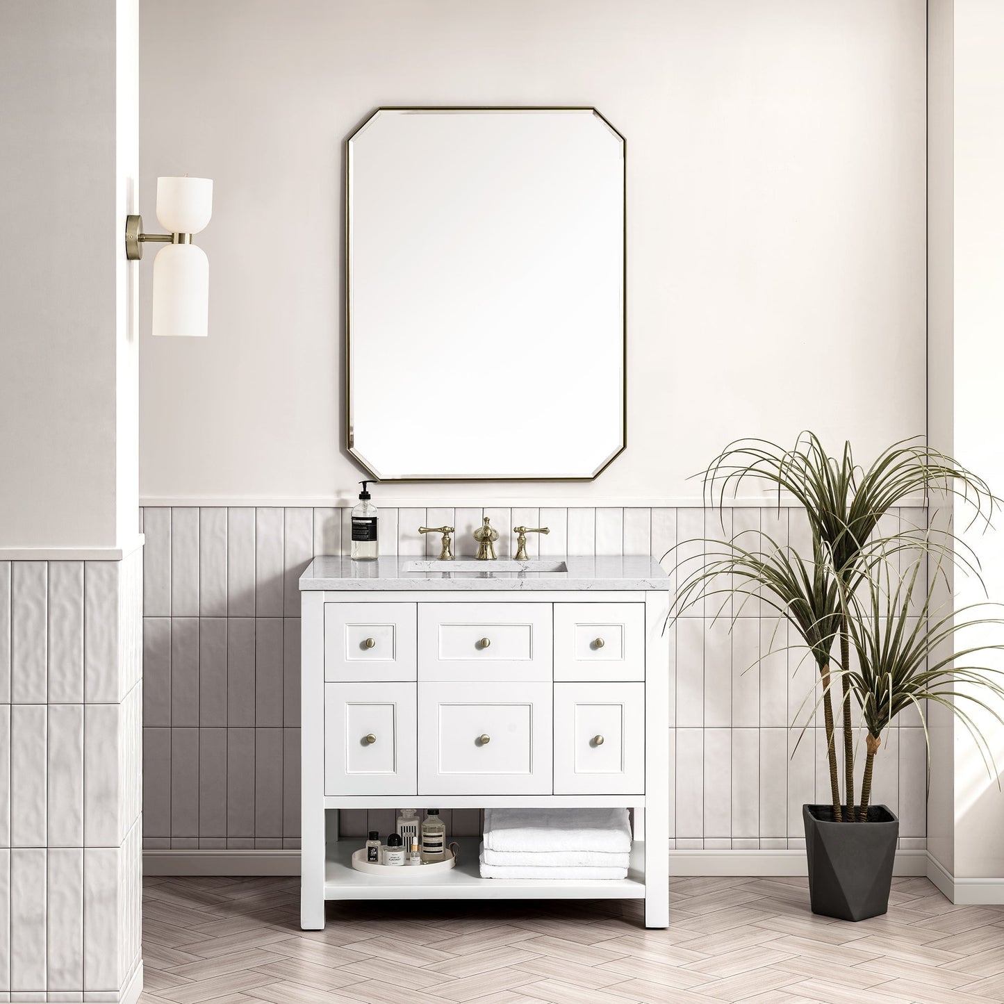 Breckenridge 36" Single Vanity in Bright White Single Bathroom Vanity James Martin Vanities 