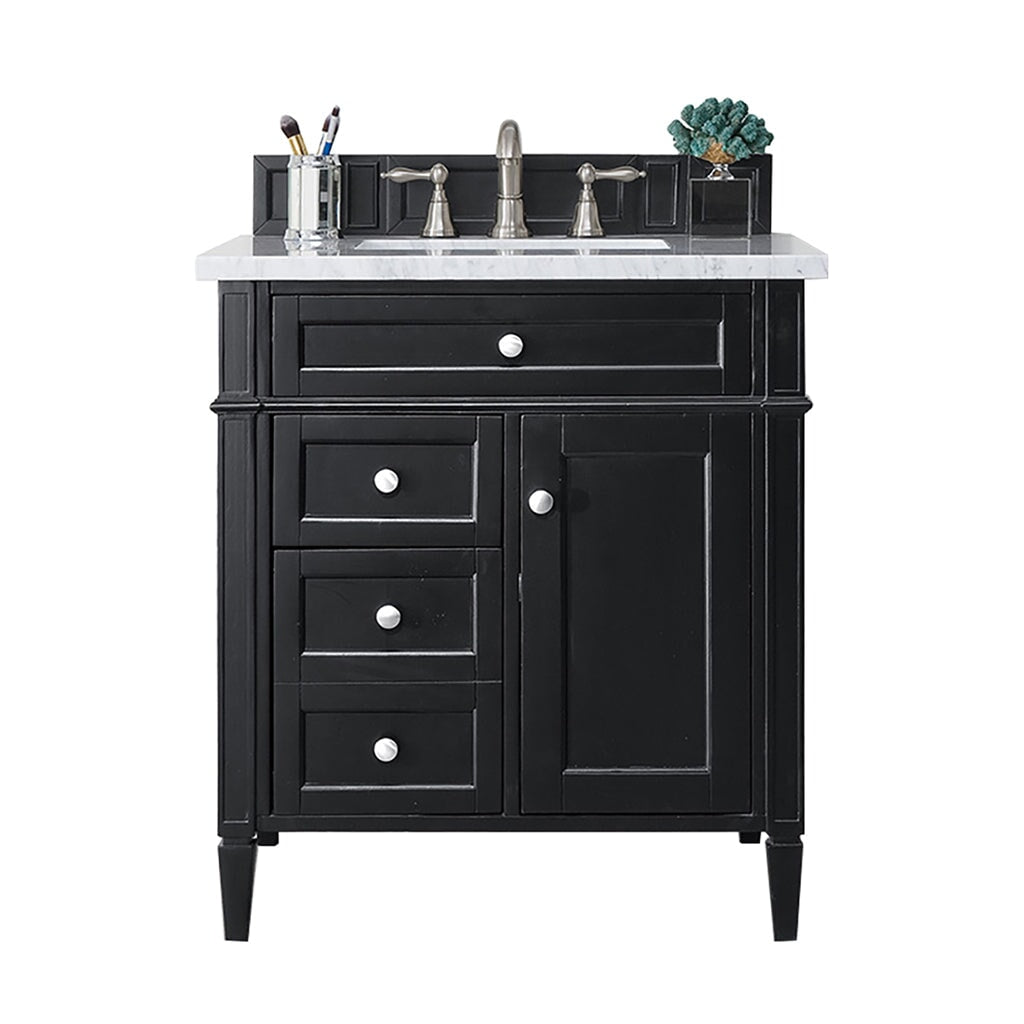 
                  
                    Brittany 30" Single Bathroom Vanity in Black Onyx Single Bathroom Vanity James Martin Vanities Arctic Fall Solid Surface 
                  
                