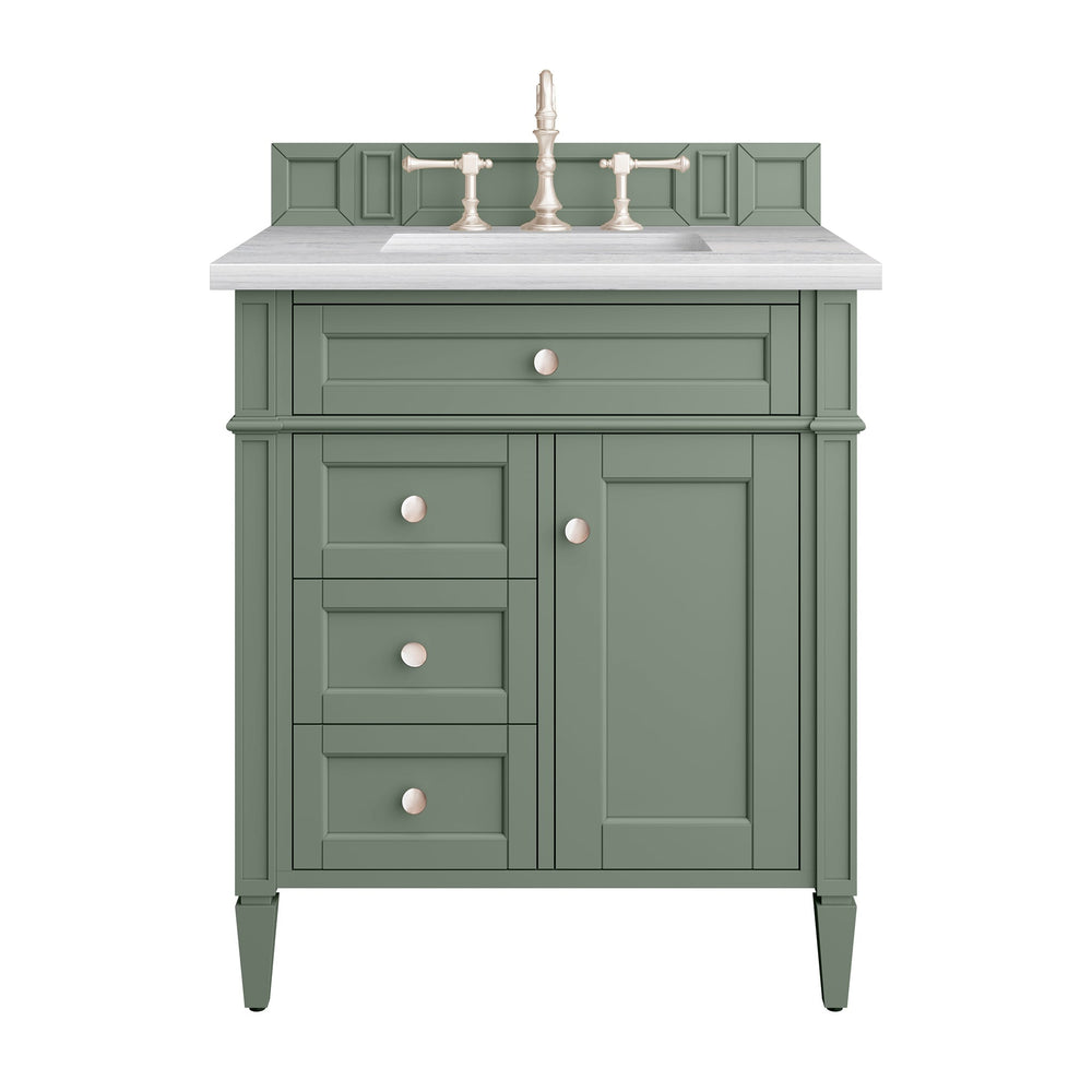
                  
                    Brittany 30" Single Bathroom Vanity in Smokey Celadon Single Bathroom Vanity James Martin Vanities Arctic Fall Solid Surface 
                  
                