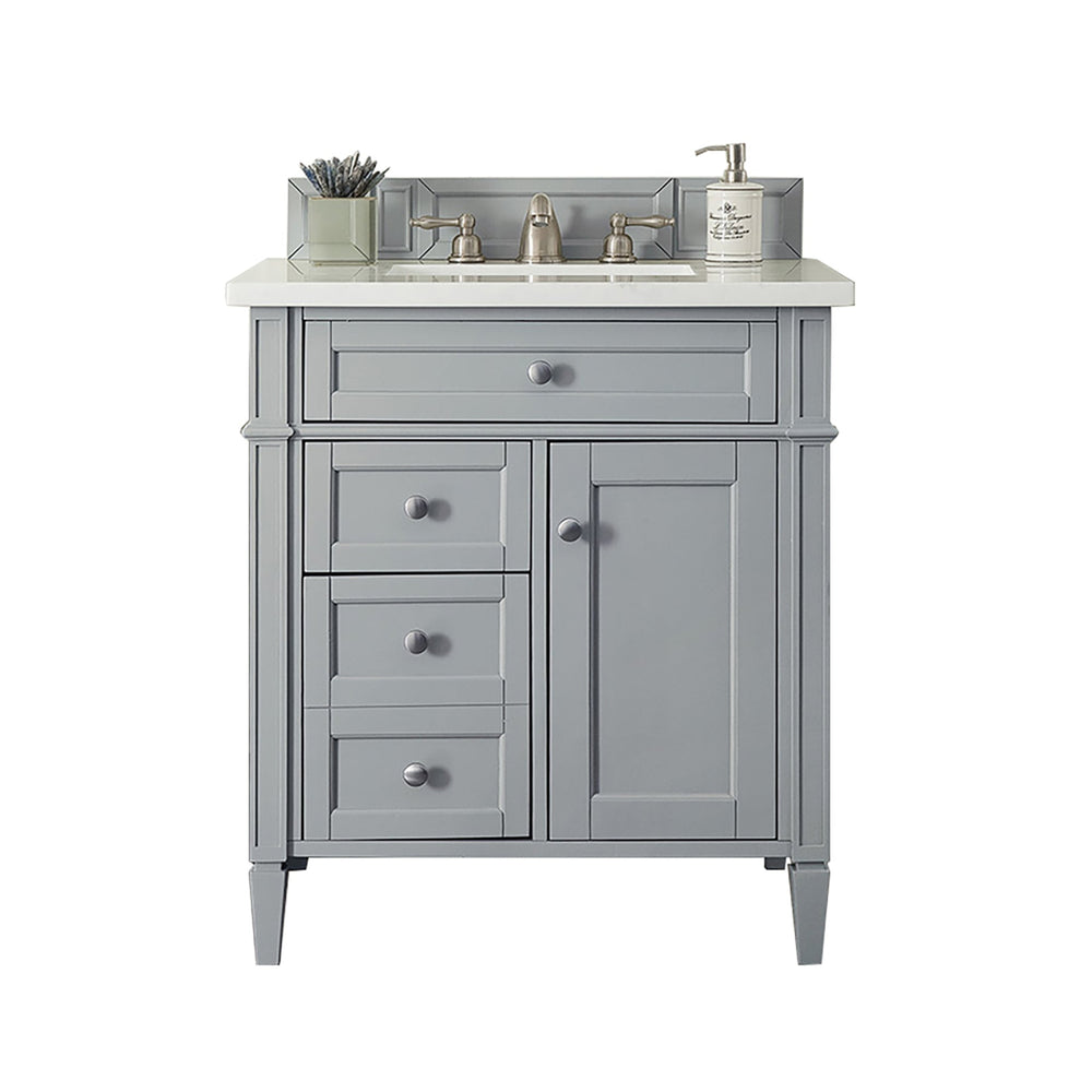 
                  
                    Brittany 30" Single Bathroom Vanity in Urban Gray Single Bathroom Vanity James Martin Vanities Arctic Fall Solid Surface 
                  
                