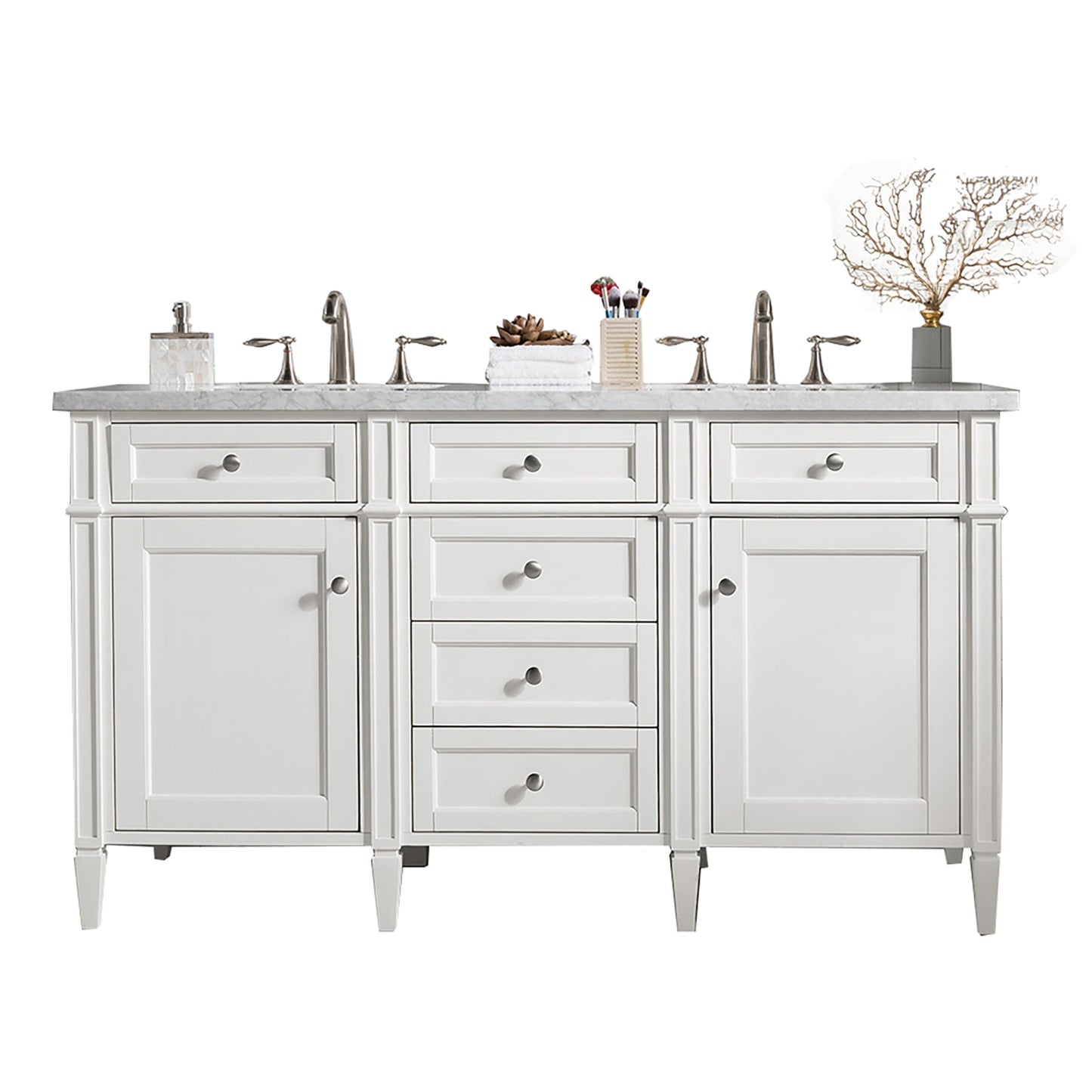
                  
                    Brittany 60" Double Bathroom Vanity in Bright White Double bathroom Vanity James Martin Vanities Arctic Fall Solid Surface 
                  
                