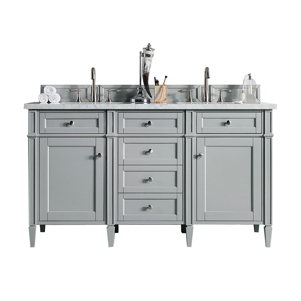 
                  
                    Brittany 60" Double Bathroom Vanity in Urban Gray Double bathroom Vanity James Martin Vanities Carrara White Marble 
                  
                