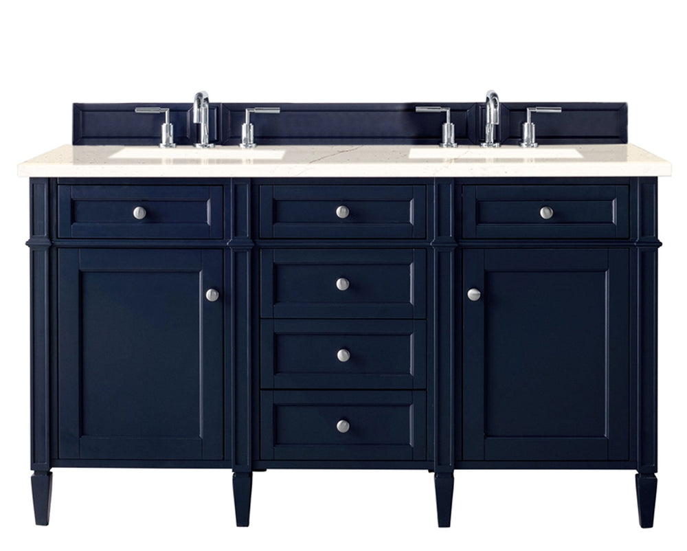 
                  
                    Brittany 60" Double Bathroom Vanity in Victory Blue Double bathroom Vanity James Martin Vanities Eternal Marfil Quartz 
                  
                