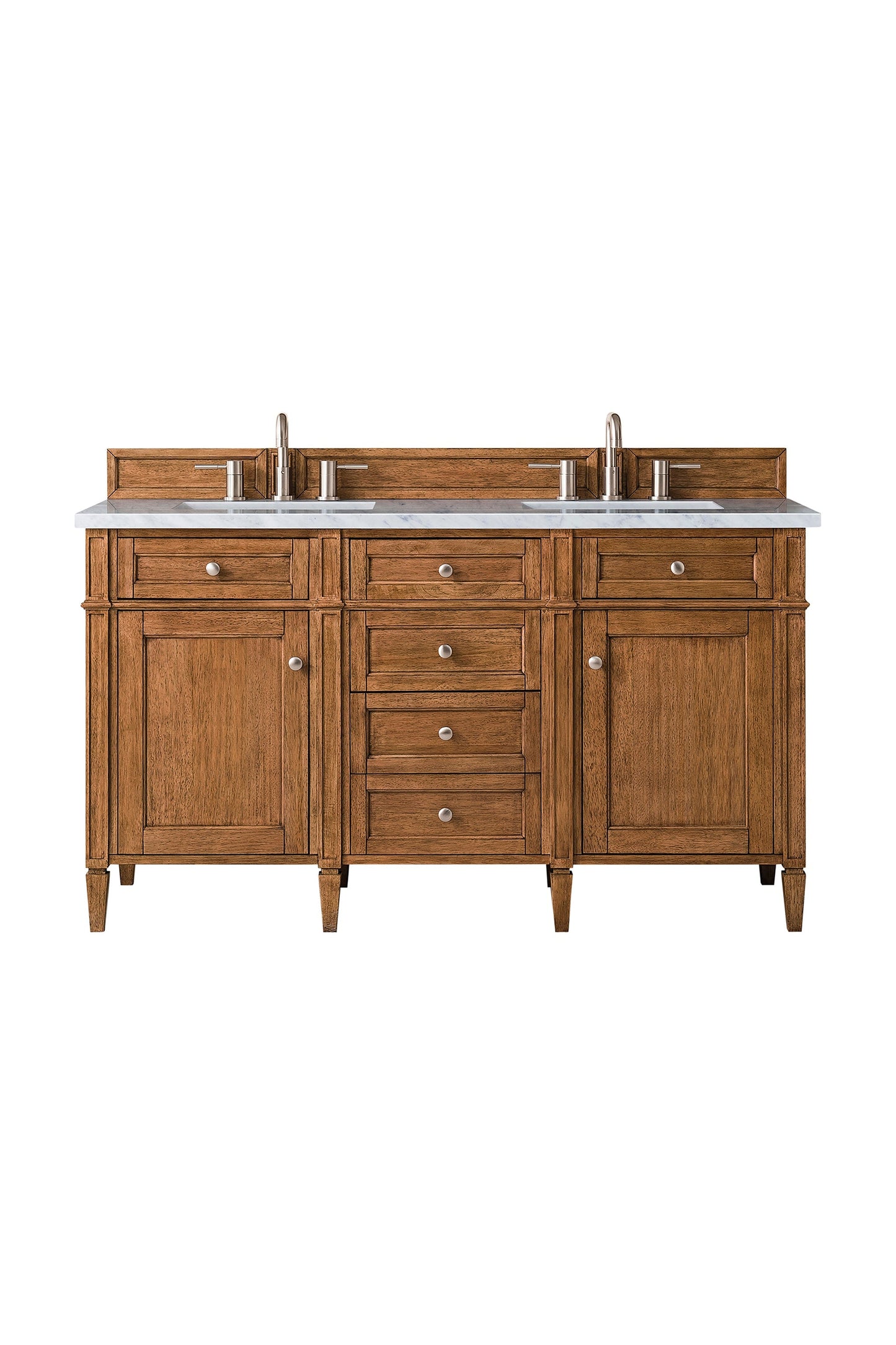 
                  
                    Brittany 60" Double Vanity Cabinet in Saddle Brown Double Bathroom Vanity James Martin Vanities Arctic Fall Solid Surface 
                  
                