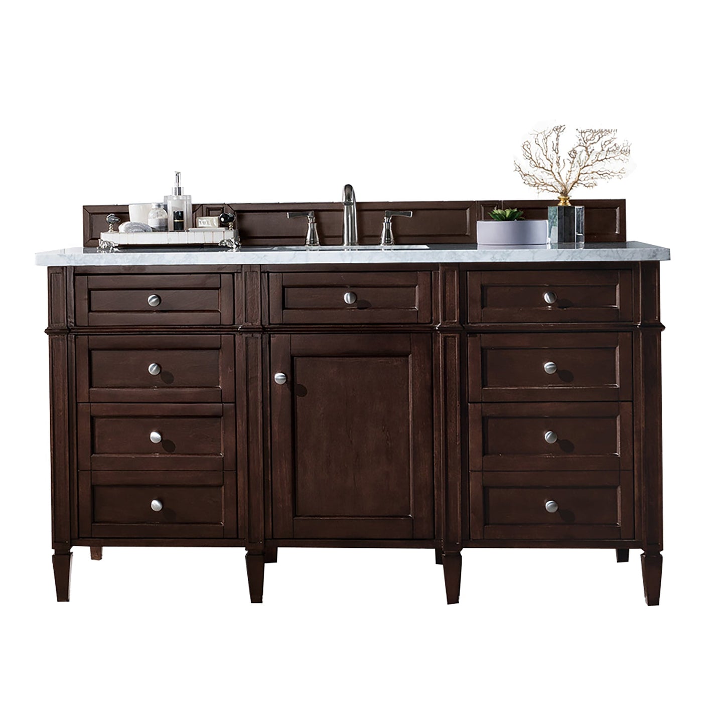 
                  
                    Brittany 60" Single Bathroom Vanity in Burnished Mahogany Single Bathroom Vanity James Martin Vanities Arctic Fall Solid Surface 
                  
                