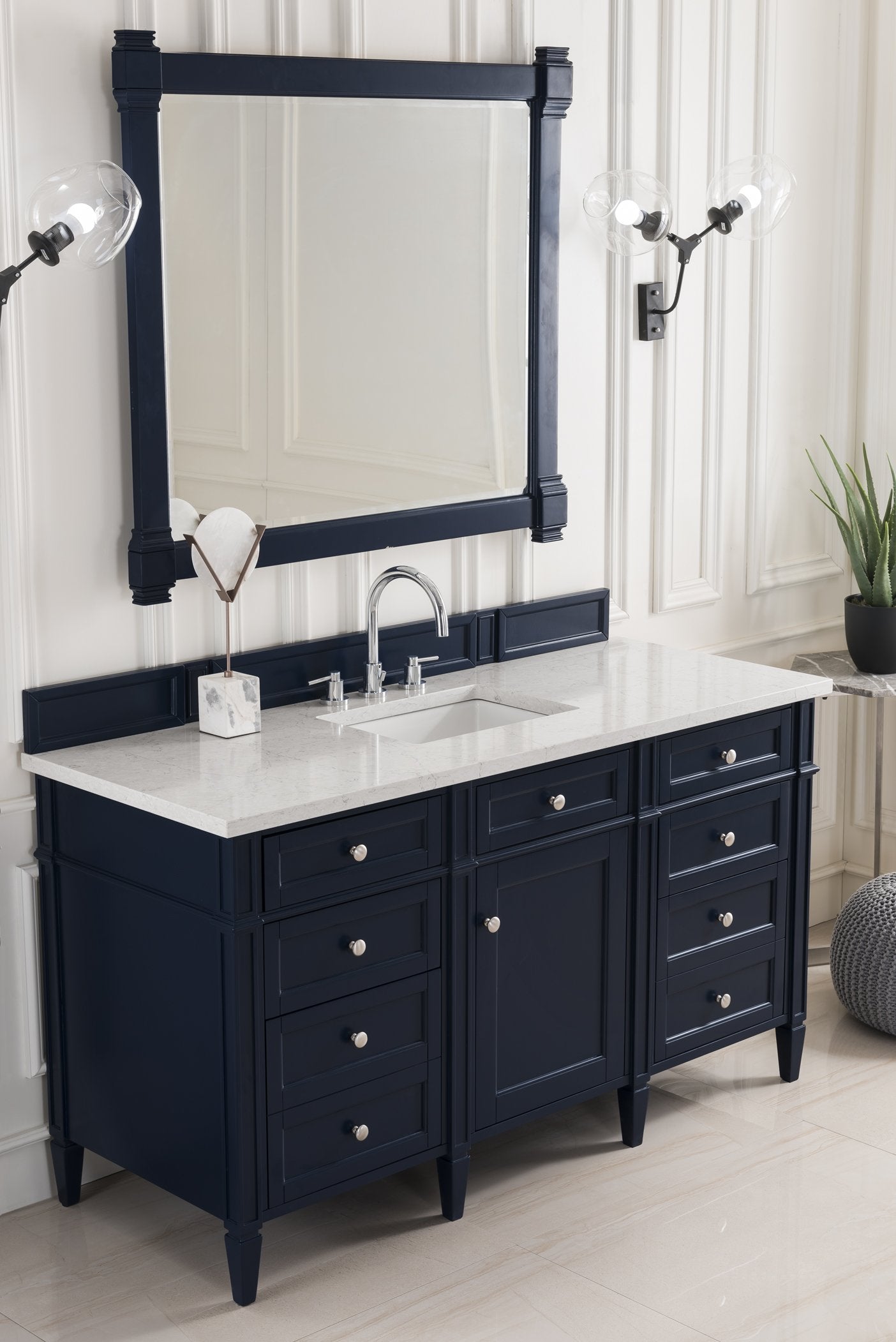 Stufurhome Brittany 60 Dark Blue Freestanding Bathroom Vanity