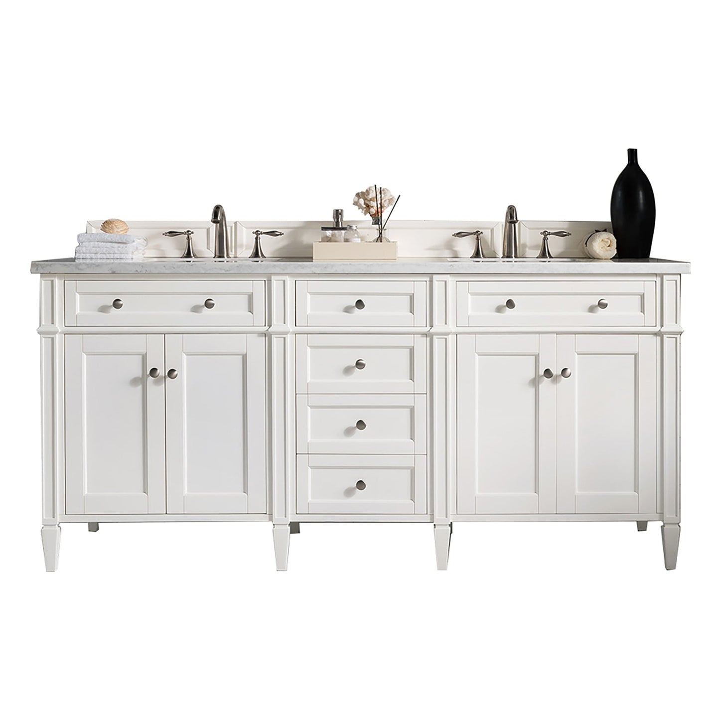 
                  
                    Brittany 72" Double Bathroom Vanity in Bright White Double bathroom Vanity James Martin Vanities Carrara White Marble 
                  
                