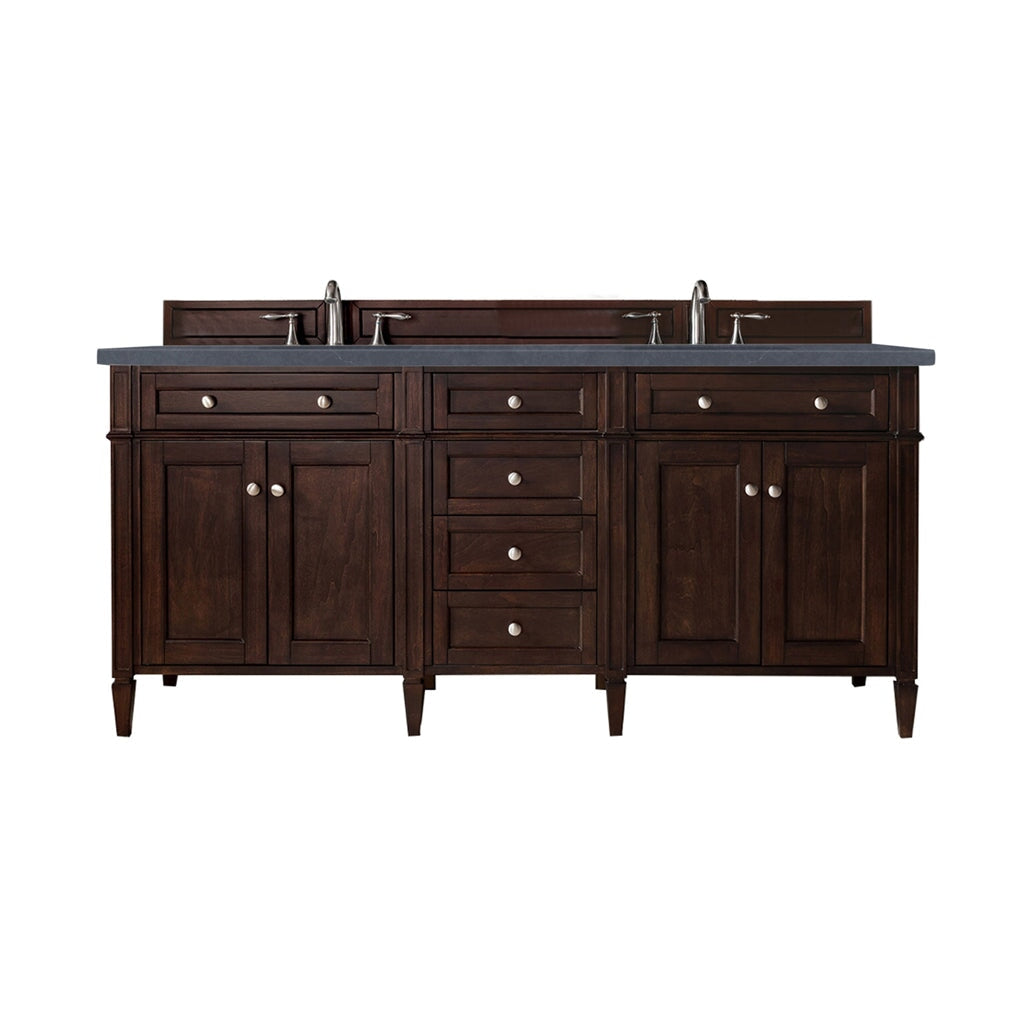 
                  
                    Brittany 72" Double Bathroom Vanity in Burnished Mahogany Double bathroom Vanity James Martin Vanities Charcoal Soapstone Quartz 
                  
                