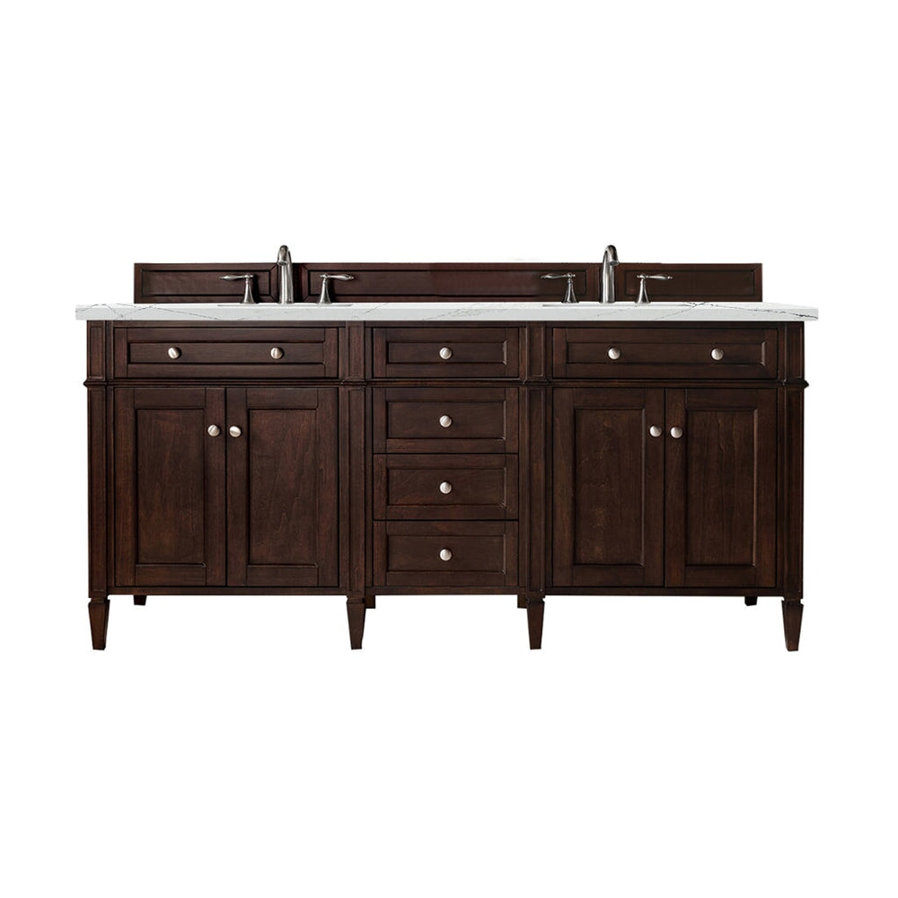 
                  
                    Brittany 72" Double Bathroom Vanity in Burnished Mahogany Double bathroom Vanity James Martin Vanities Ethereal Noctis Quartz 
                  
                