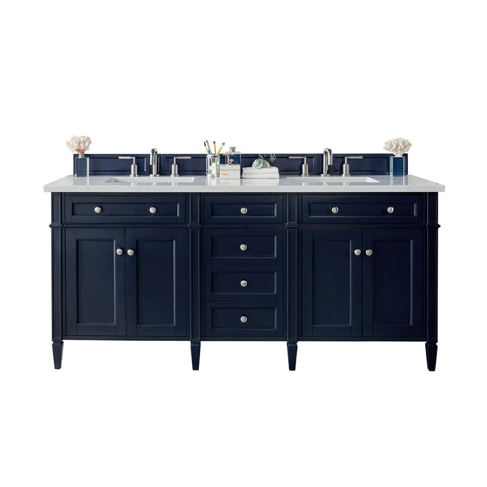 
                  
                    Brittany 72" Double Bathroom Vanity in Victory Blue Double bathroom Vanity James Martin Vanities Carrara White Marble 
                  
                