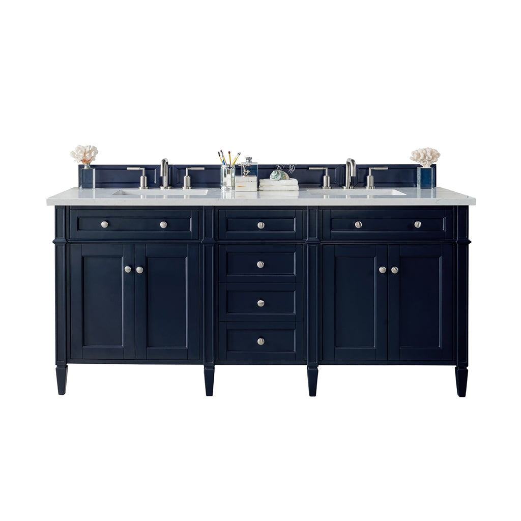 
                  
                    Brittany 72" Double Bathroom Vanity in Victory Blue Double bathroom Vanity James Martin Vanities Carrara White Marble 
                  
                