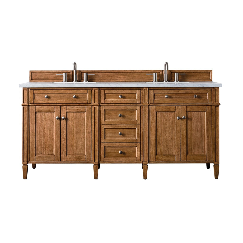 
                  
                    Brittany 72" Double Vanity Cabinet in Saddle Brown Double Bathroom Vanity James Martin Vanities Arctic Fall Solid Surface 
                  
                