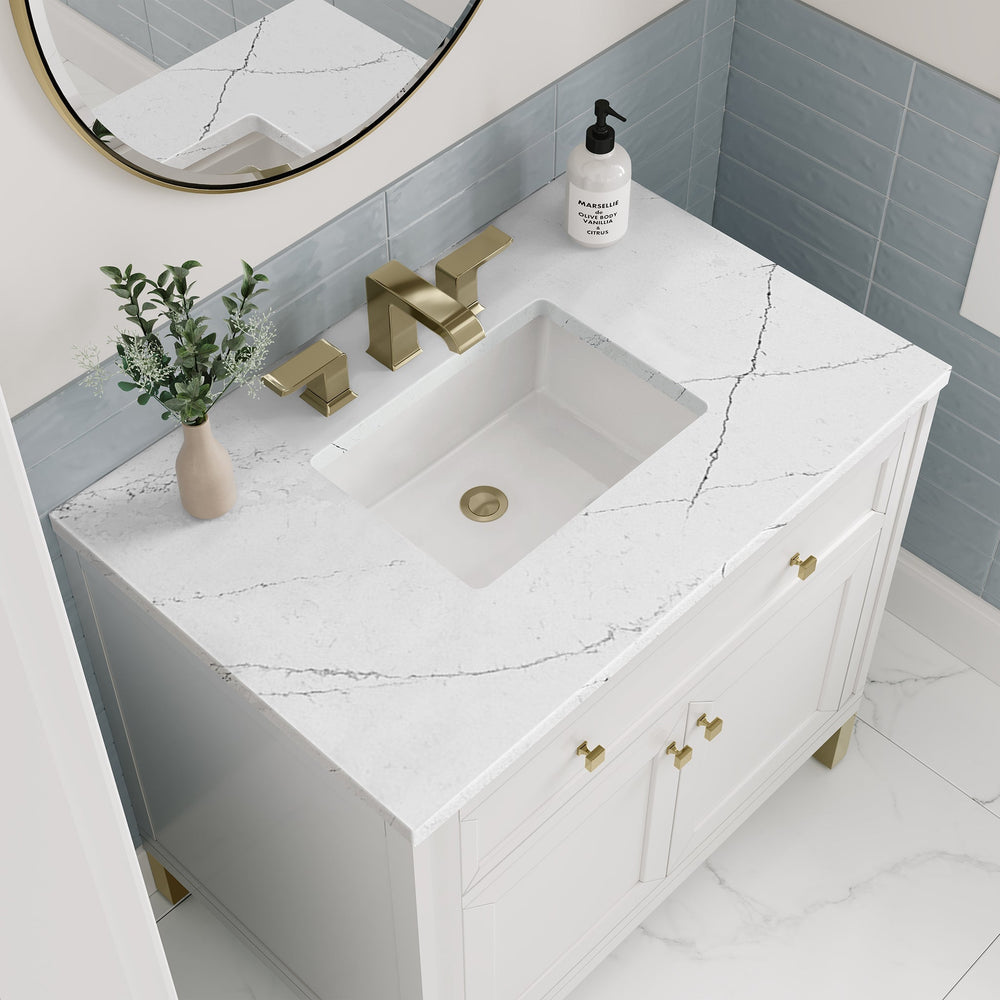
                  
                    Chicago 36" Single Bathroom Vanity Glossy White Single Bathroom Vanity James Martin Vanities Ethereal Noctis Quartz 
                  
                