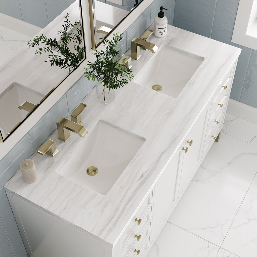 
                  
                    Chicago 60" Double Bathroom Vanity in Glossy White Double bathroom Vanity James Martin Vanities Arctic Fall Quartz 
                  
                