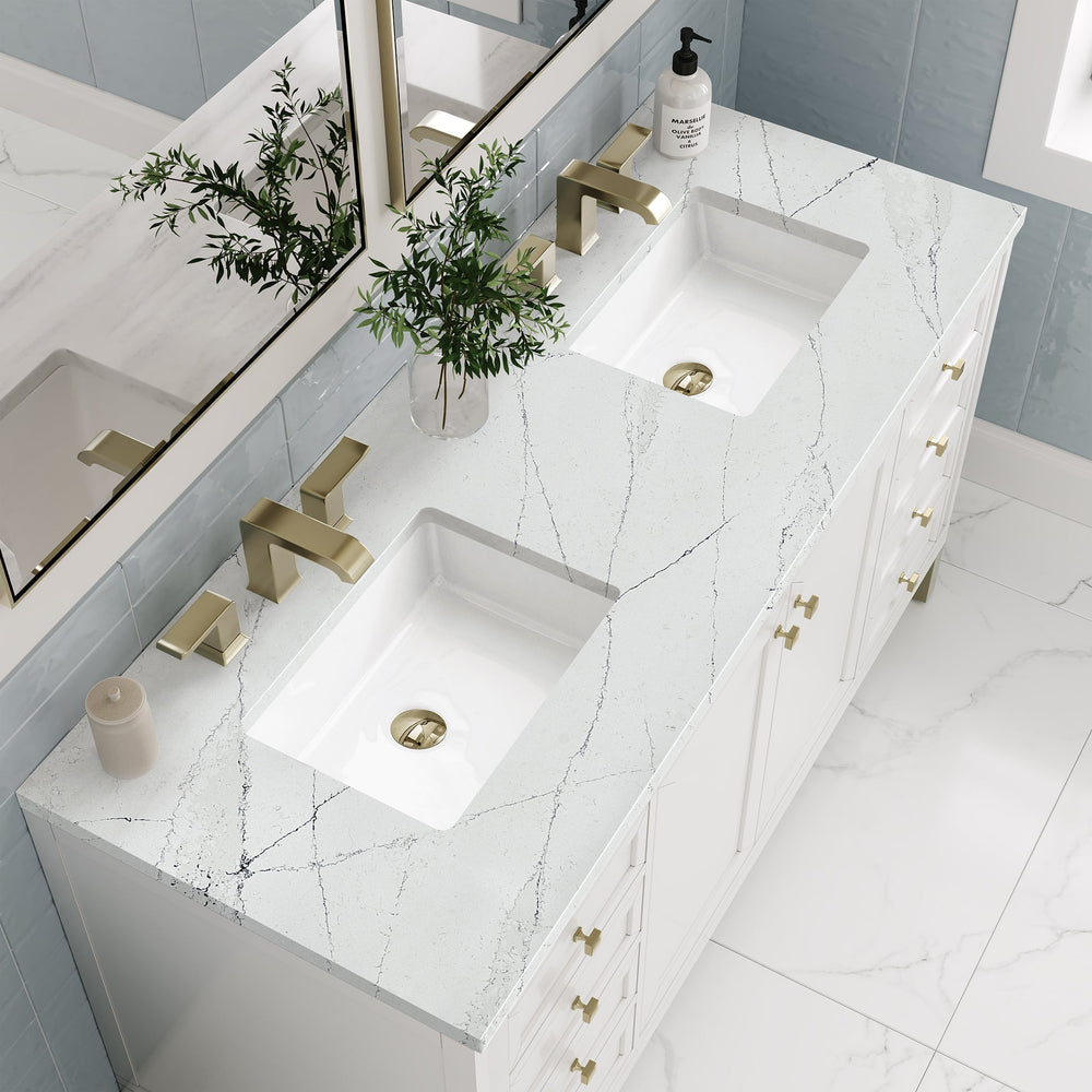 
                  
                    Chicago 60" Double Bathroom Vanity Single Bathroom Vanity James Martin Vanities Glossy White Ethereal Noctis Quartz 
                  
                