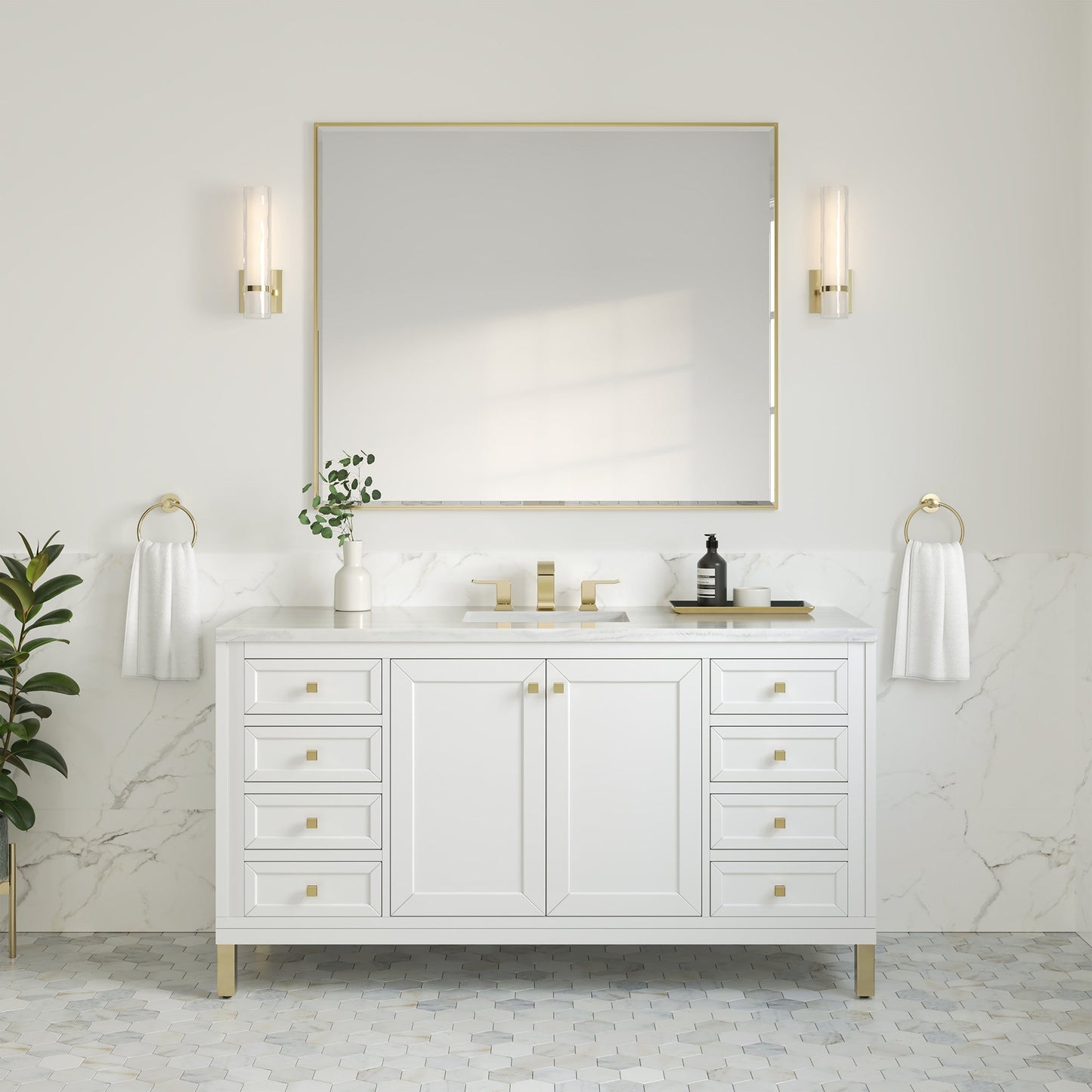James Martin Columbia 73 Single Glossy White Bathroom Vanity With Rad – US  Bath Store