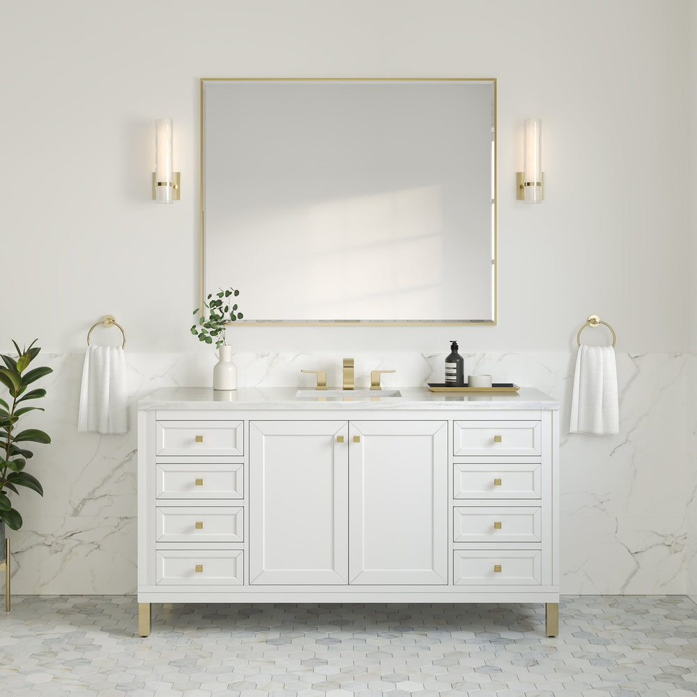 Chicago 60" Single Bathroom Vanity in Glossy White Single Bathroom Vanity James Martin Vanities 
