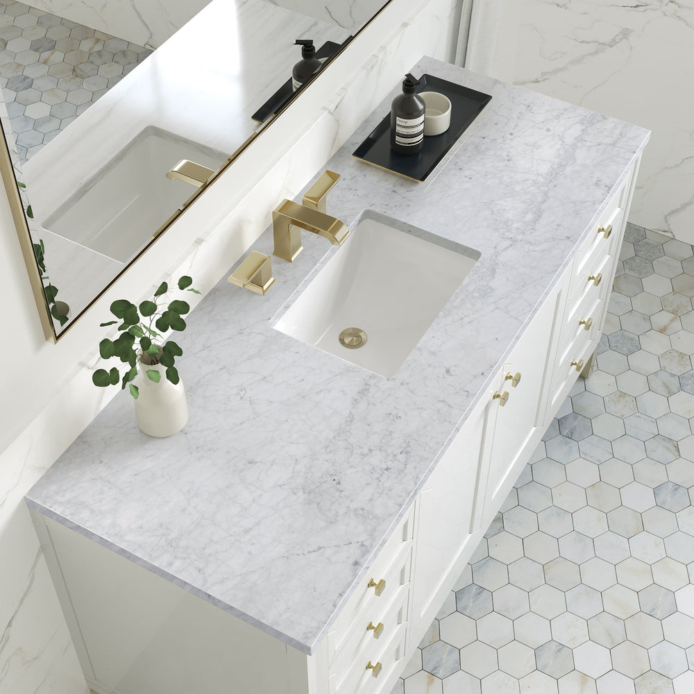 
                  
                    Chicago 60" Single Bathroom Vanity in Glossy White Single Bathroom Vanity James Martin Vanities Carrara White Marble 
                  
                