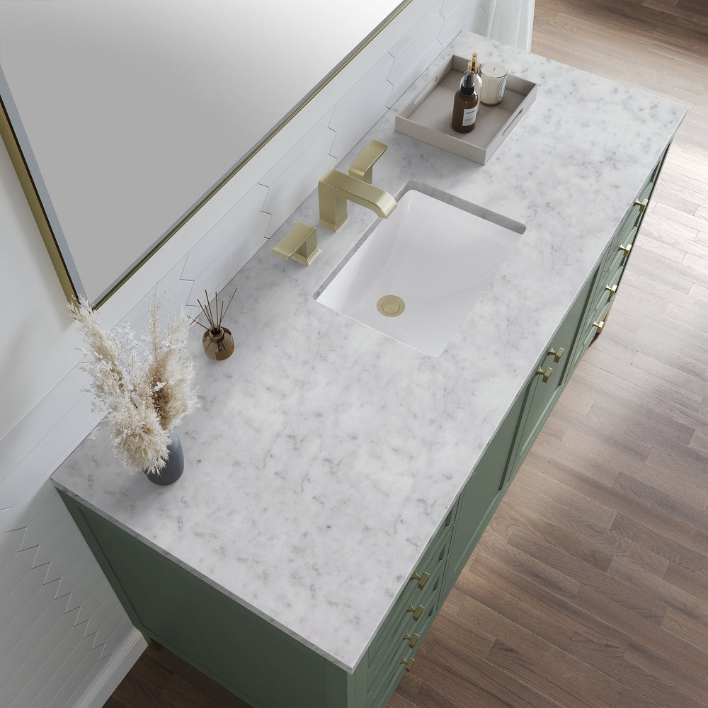 
                  
                    Chicago 60" Single Bathroom Vanity in Smokey Celadon Single Bathroom Vanity James Martin Vanities Carrara White Marble 
                  
                
