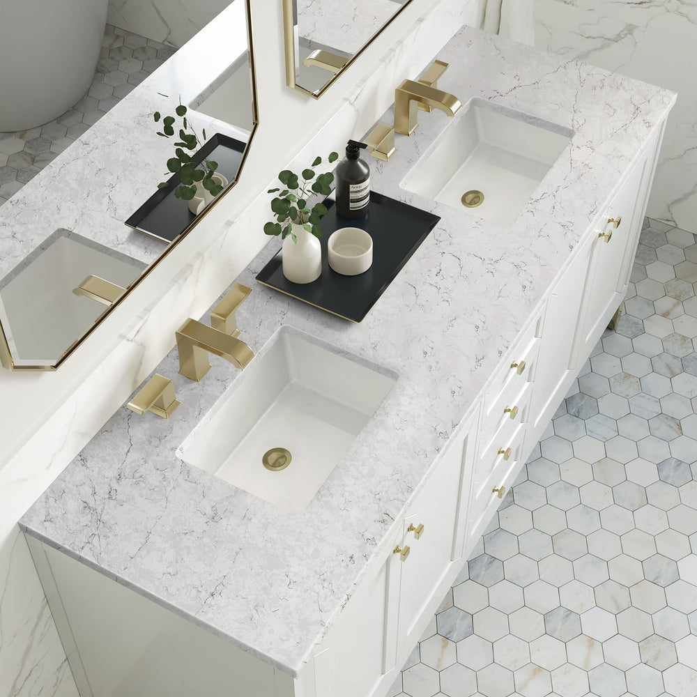 
                  
                    Chicago 72" Double Bathroom Vanity in Glossy White Double bathroom Vanity James Martin Vanities Eternal Jasmine Pearl Quartz 
                  
                