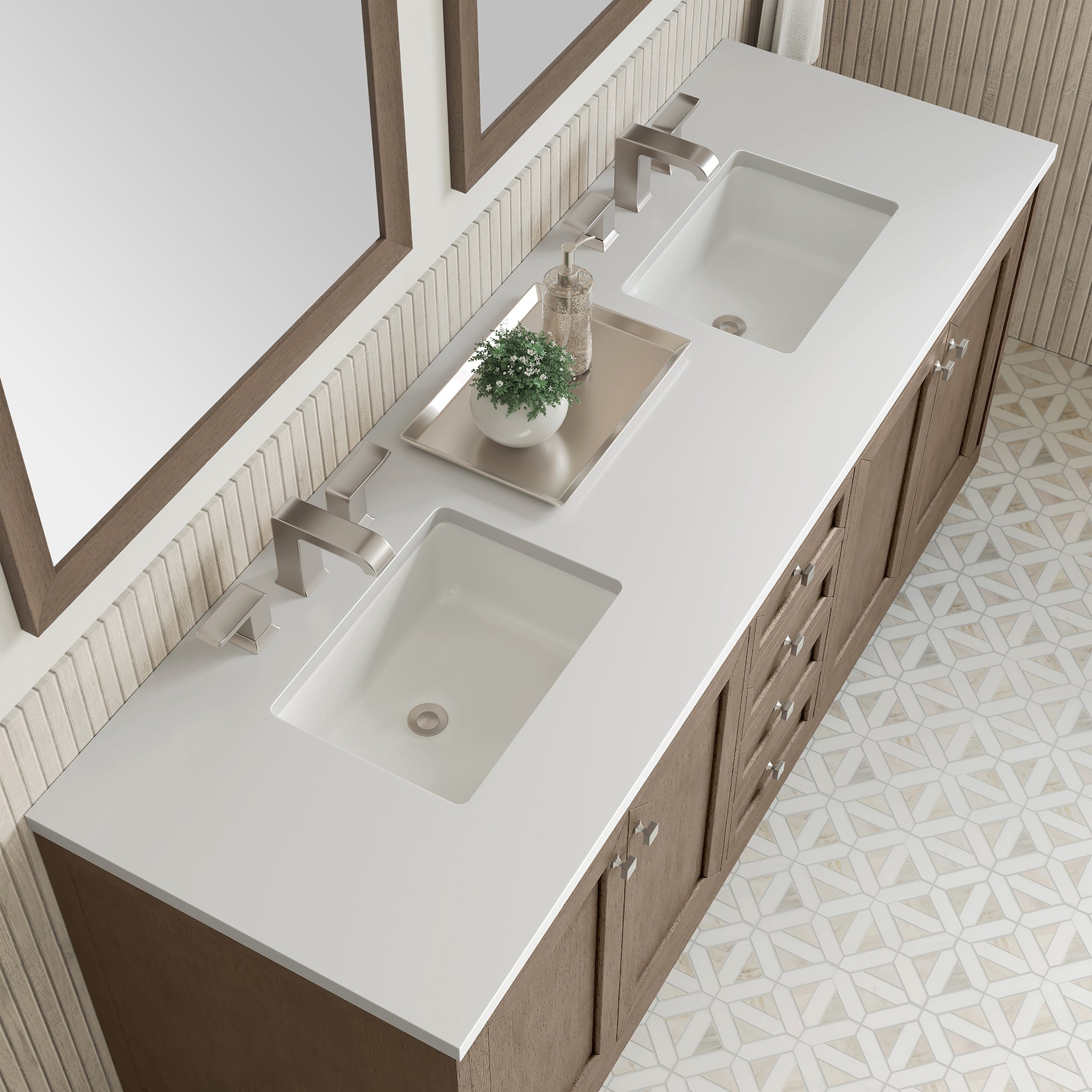 Subtle 72 Double Sink Wall Mounted Modern Vanity