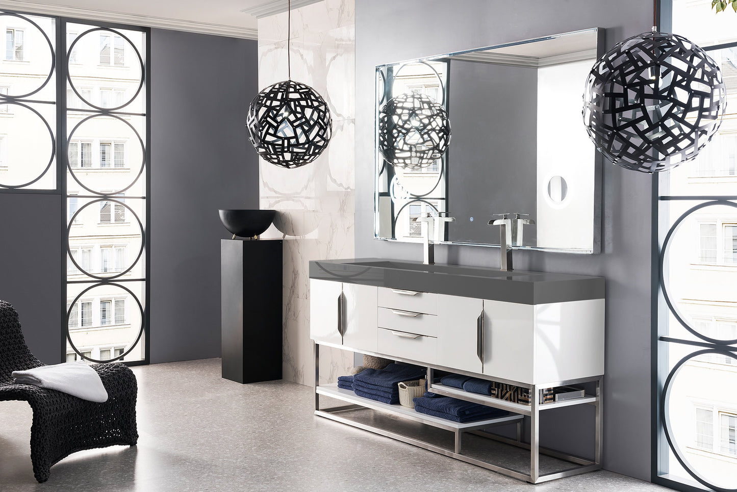 
                  
                    Columbia 72" Double Bathroom Vanity, Glossy White Double bathroom Vanity James Martin Vanities 
                  
                