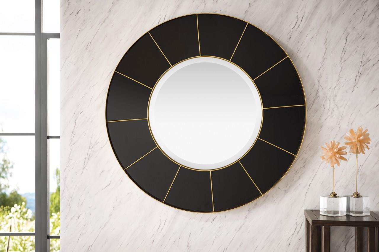 Compass 35.5" Mirror, Radiant Gold and Glossy Black Mirror James Martin Vanities 