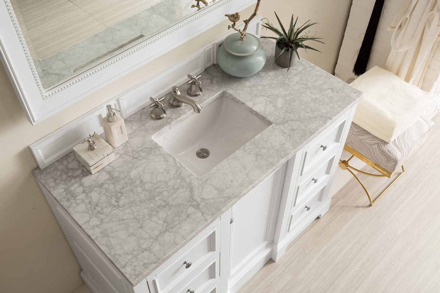 
                  
                    De Soto 48" Single Bathroom Vanity Single Bathroom Vanity James Martin Vanities Carrara White Marble 
                  
                