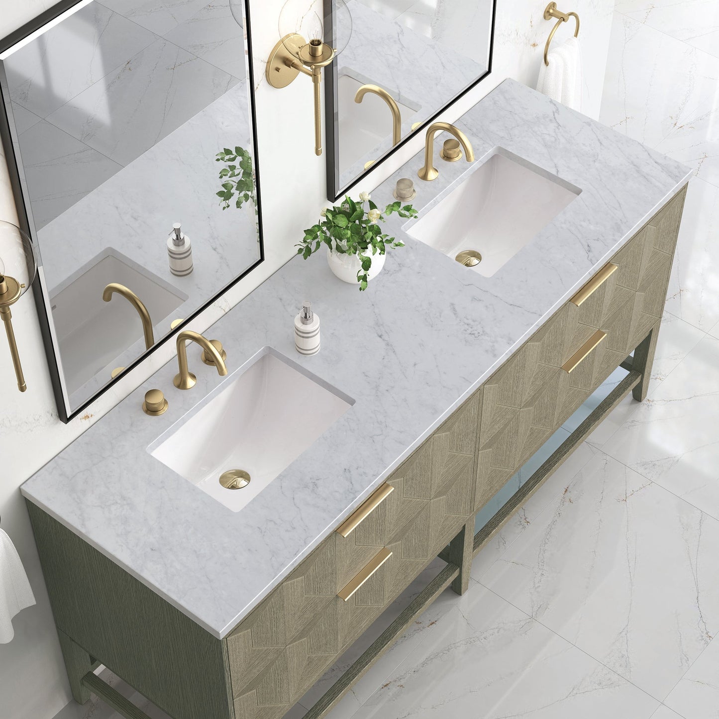 
                  
                    Emmeline 72" Vanity Single Bathroom Vanity James Martin Vanities Cararra White Marble 
                  
                