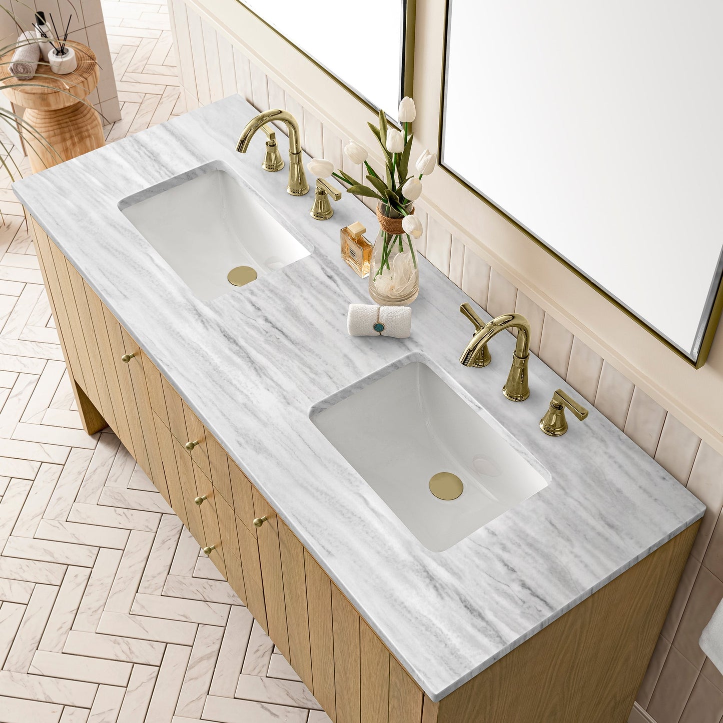
                  
                    Hudson 60" Double Vanity Double Bathroom Vanity James Martin Vanities Arctic Fall Solid Surface 
                  
                