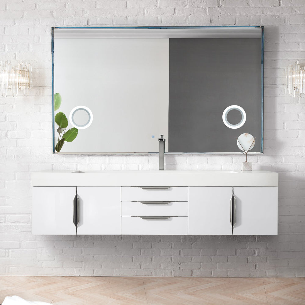 Mercer Island 72" Single Bathroom Vanity, Glossy White Single Bathroom Vanity James Martin Vanities 
