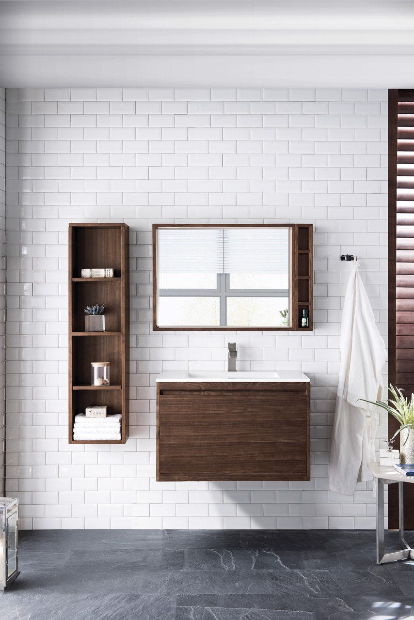 Milan 31.5" Single Vanity Cabinet, Mid Century Walnut Single Bathroom Vanity James Martin Vanities 