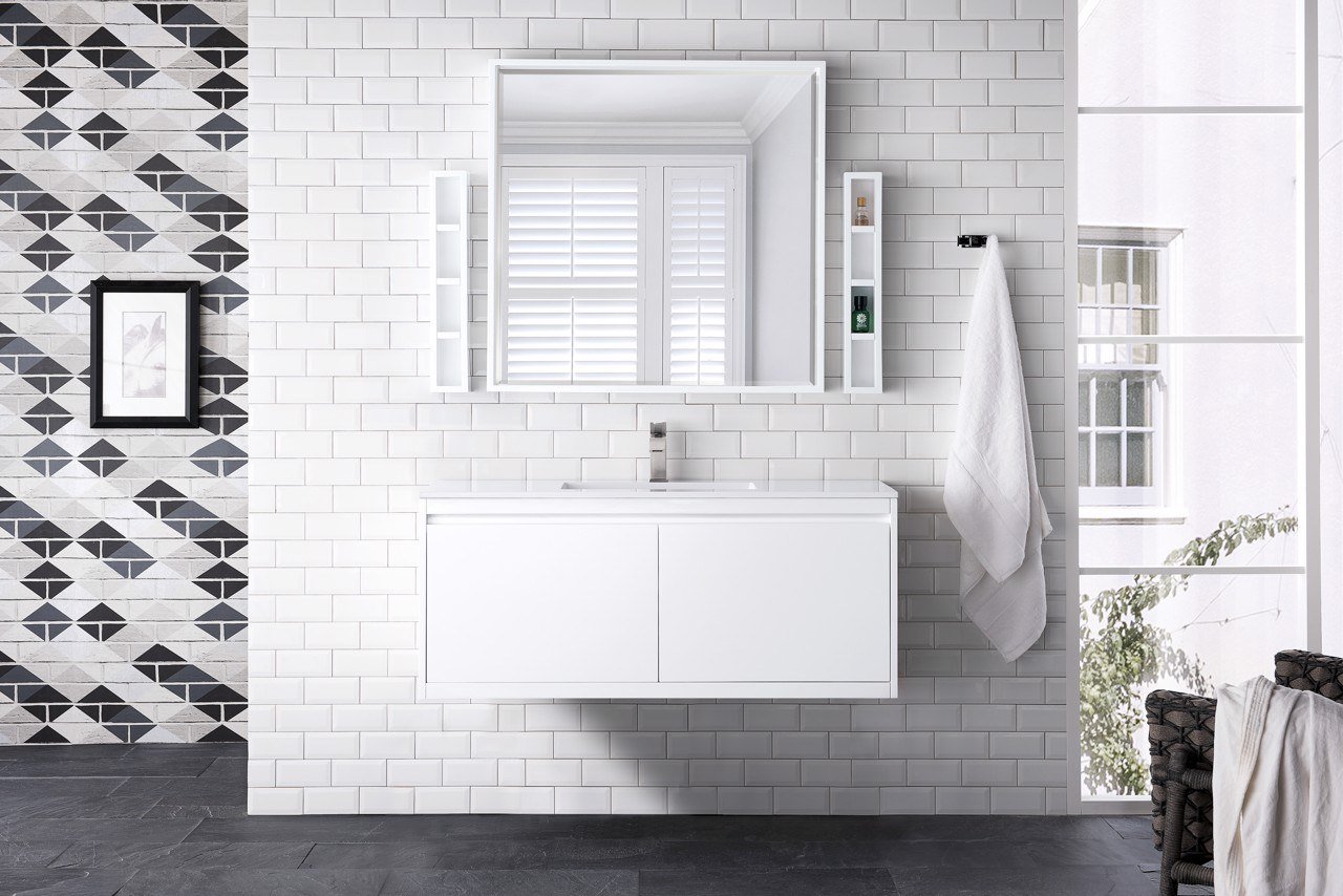 
                  
                    Milan 47.3" Single Vanity Cabinet, Glossy White Single Bathroom Vanity James Martin Vanities 
                  
                