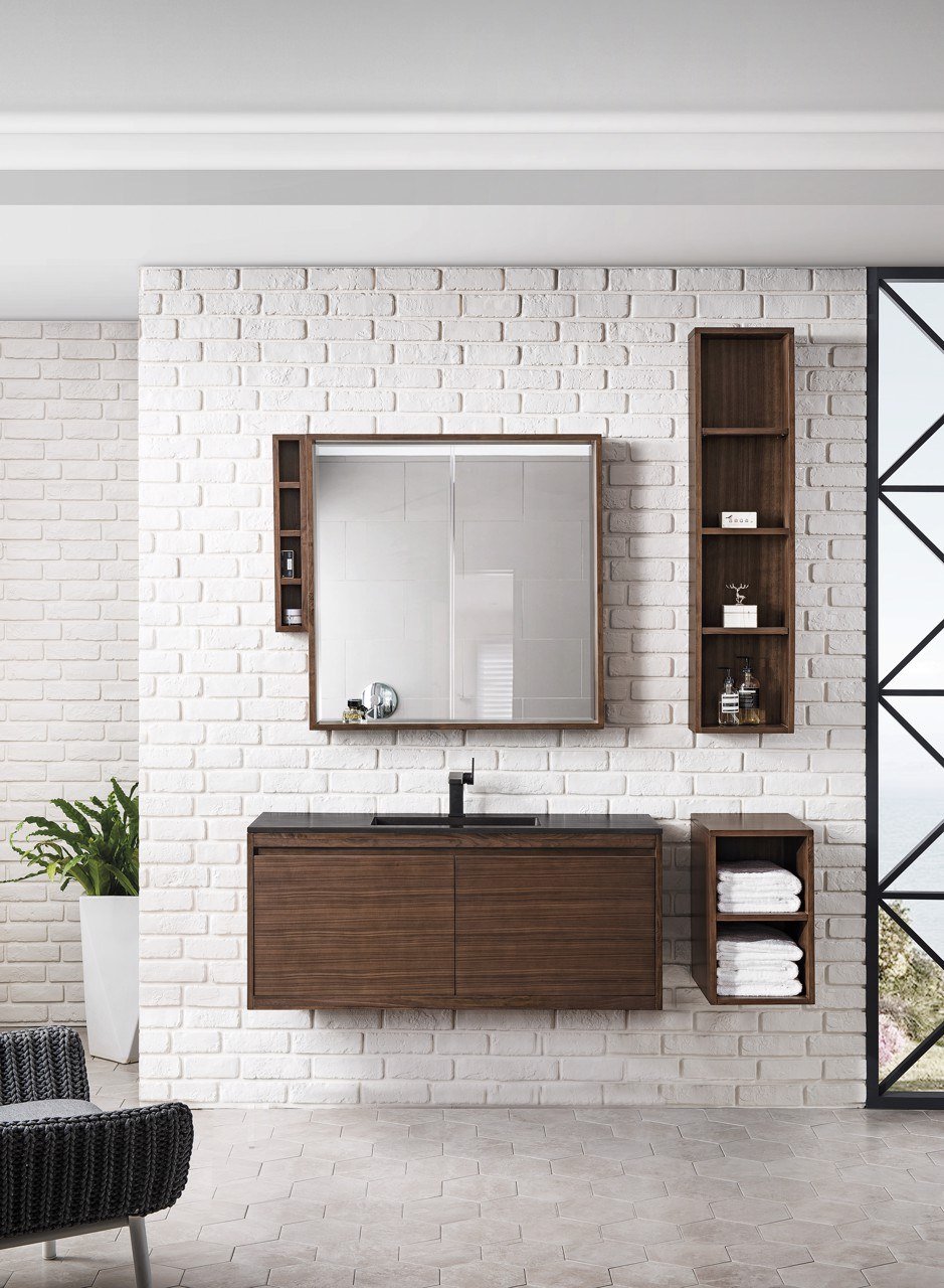 Milan 47.3" Single Vanity Cabinet, Mid Century Walnut Single Bathroom Vanity James Martin Vanities 