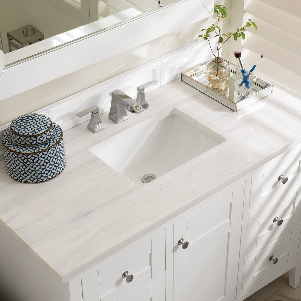 
                  
                    Palisades 48" Single Bathroom Vanity Single Bathroom Vanity James Martin Vanities Bright White Arctic Fall Solid Surface 
                  
                