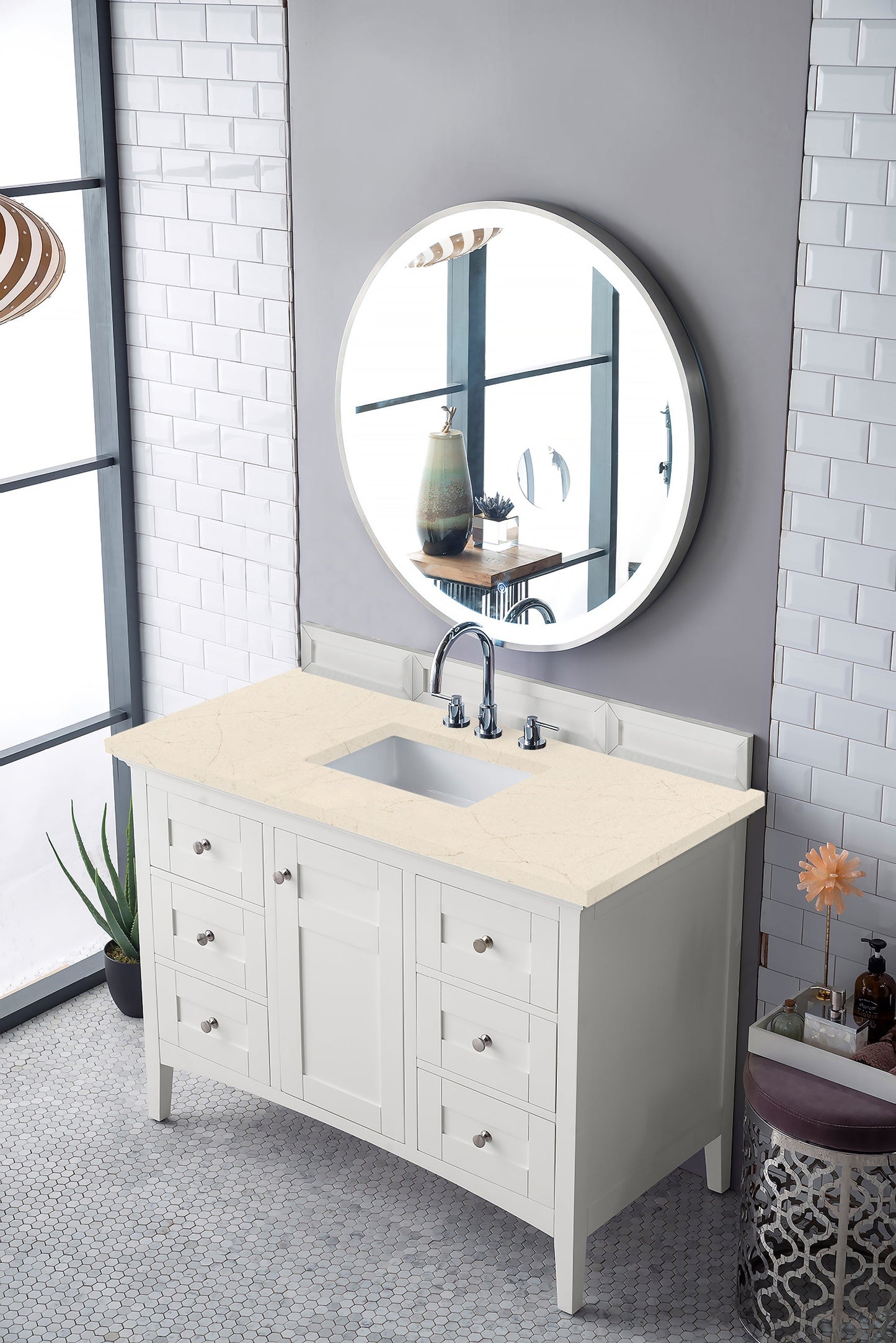 
                  
                    Palisades 48" Single Bathroom Vanity Single Bathroom Vanity James Martin Vanities Bright White Eternal Marfil Quartz 
                  
                