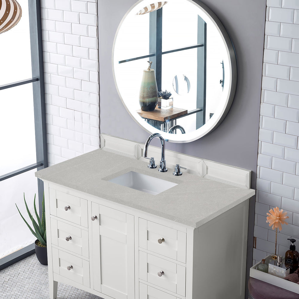 
                  
                    Palisades 48" Single Bathroom Vanity Single Bathroom Vanity James Martin Vanities Bright White Eternal Serena Quartz 
                  
                