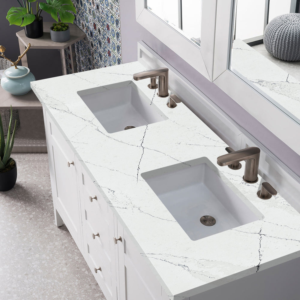
                  
                    Palisades 60" Double Bathroom Vanity Single Bathroom Vanity James Martin Vanities Bright White Ethereal Noctis Quartz 
                  
                
