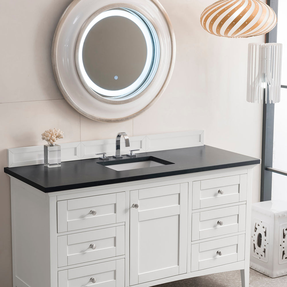 
                  
                    Palisades 60" Single Bathroom Vanity Single Bathroom Vanity James Martin Vanities Bright White Charcoal Soapstone Quartz 
                  
                