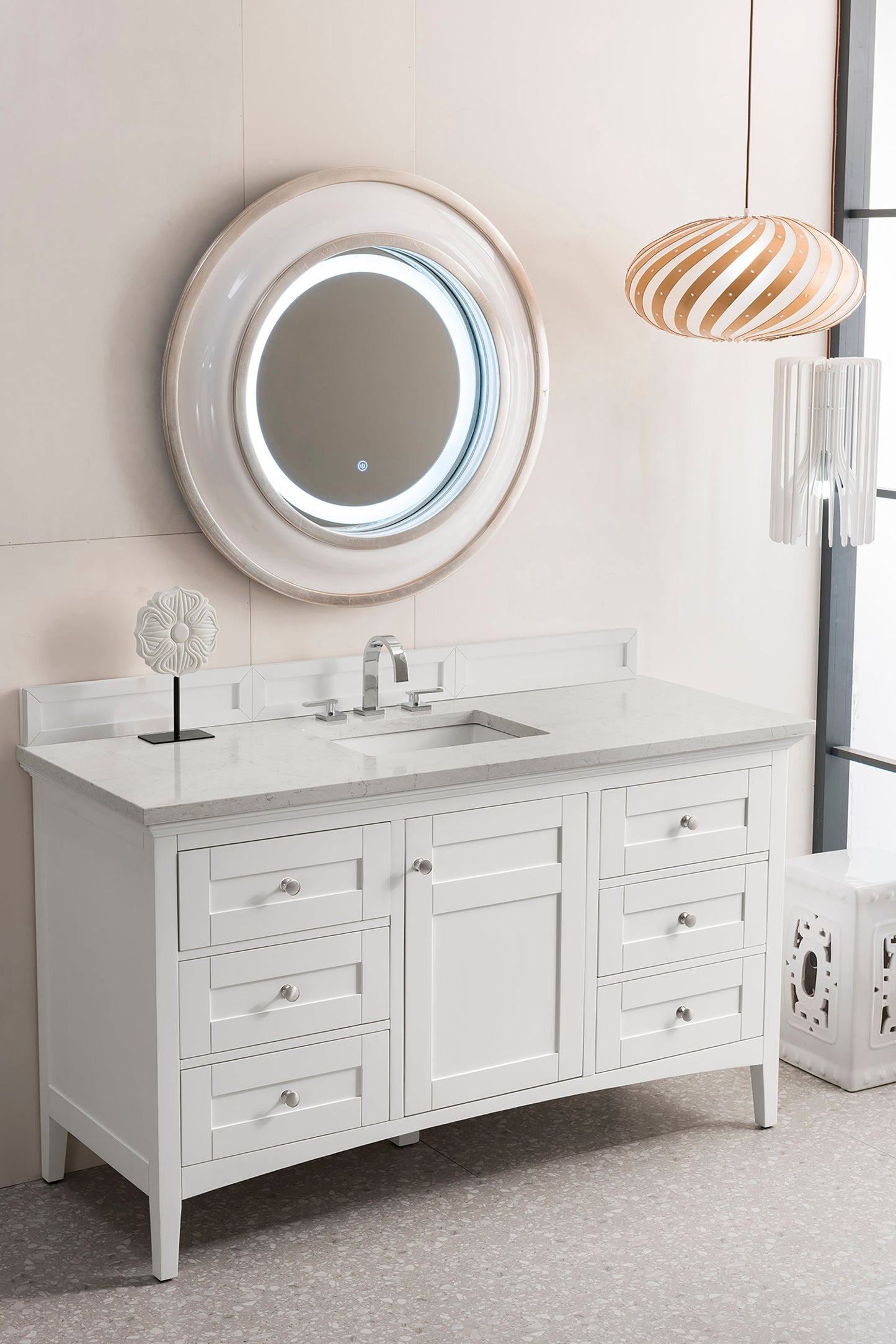 
                  
                    Palisades 60" Single Bathroom Vanity Single Bathroom Vanity James Martin Vanities Bright White Eternal Jasmine Quartz 
                  
                